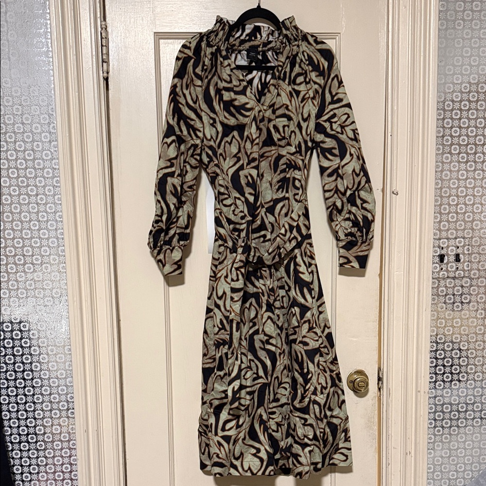 Chic Long Sleeve Patterned Dress